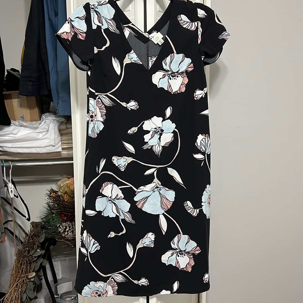 Black floral print dress